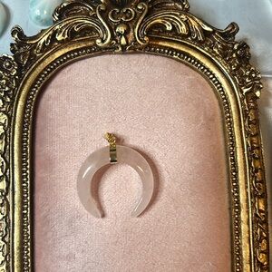 Rose quartz crescent moon pendant